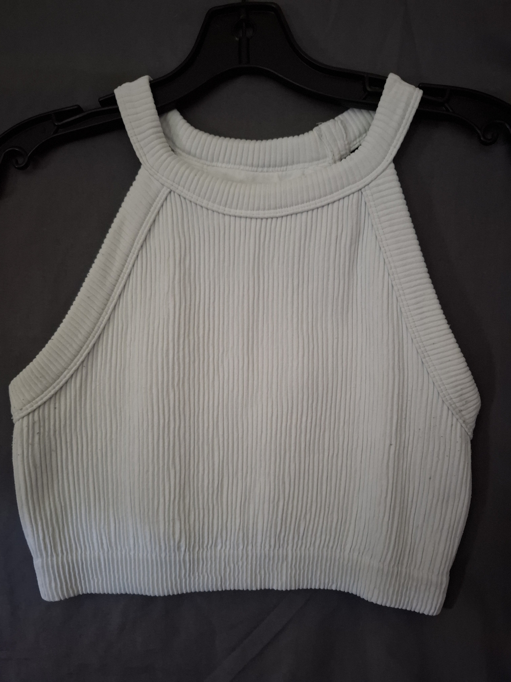 Aerie Ribbed High Neck Crop Top - White